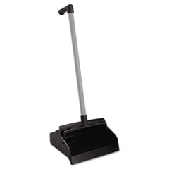 LobbyMaster Plastic Lobby Dustpan, 12w x 32h, Plastic, Black Pan/White Handle, 6/Carton