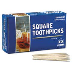 Square Wood Toothpicks, 2.75", Natural, 800/Box, 24 Boxes/Carton