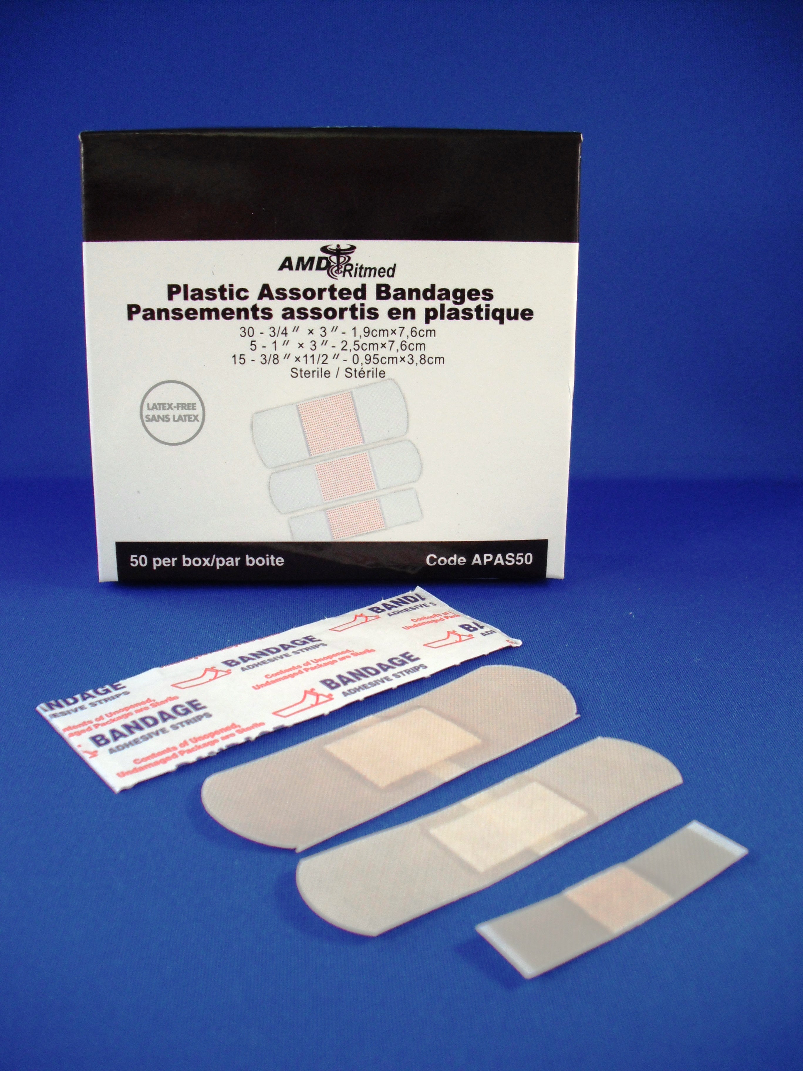 Amd-Ritmed Adhesive Bandages - Plastic - 1" x 3" sterile