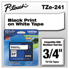 TZe Standard Adhesive Laminated Labeling Tape, 0.7" x 26.2 ft, Black on White