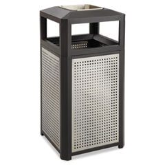 Evos Series Steel Waste Container, 38 gal, Steel, Black