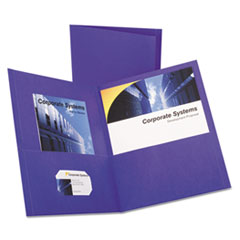 Twin-Pocket Folder, Embossed Leather Grain Paper, 0.5" Capacity, 11 x 8.5, Purple, 25/Box