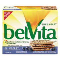 belVita Breakfast Biscuits, 1.76 oz Pack, Blueberry, 64/Carton