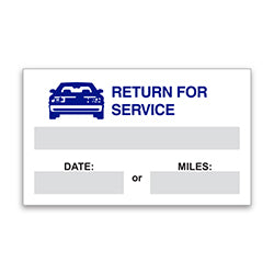 Static Cling Reminders - Return for Service Blue Car - BOX of 100 100 / PK