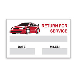 Static Cling Reminders - Return for Service Red Car - BOX of 100 100 / PK