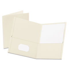 Twin-Pocket Folder, Embossed Leather Grain Paper, 0.5" Capacity, 11 x 8.5, White, 25/Box