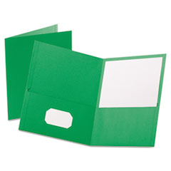 Twin-Pocket Folder, Embossed Leather Grain Paper, 0.5" Capacity, 11 x 8.5, Light Green, 25/Box