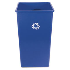 Square Recycling Container, 50 gal, Plastic, Blue