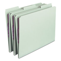 Recycled Pressboard Fastener Folders, 1/3-Cut Tabs, Two SafeSHIELD Fasteners, 1" Expansion, Letter Size, Gray-Green, 25/Box