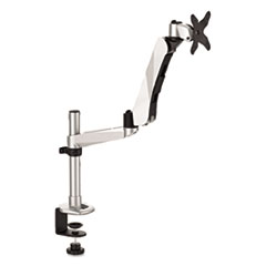 Easy-Adjust Desk Single Arm Mount for 30" Monitors, 360 deg Rotation, +90/-15 deg Tilt, 360 deg Pan, Silver, Supports 20 lb