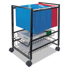 Mobile File Cart with Sliding Baskets, Metal, 2 Drawers, 1 Bin, 12.88" x 15" x 21.13", Black