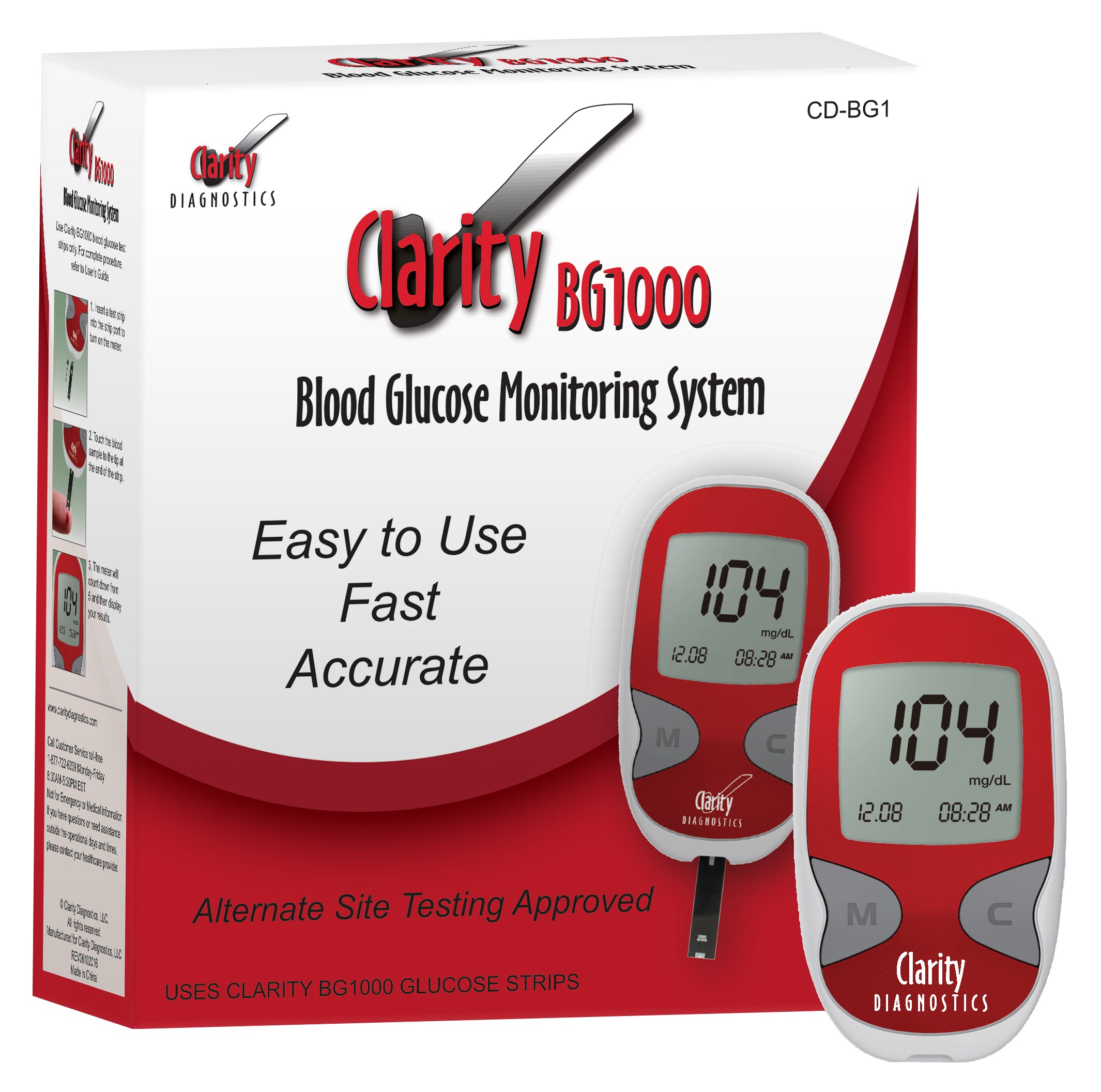 Clarity BG1000 Blood Glucose Meter Kit