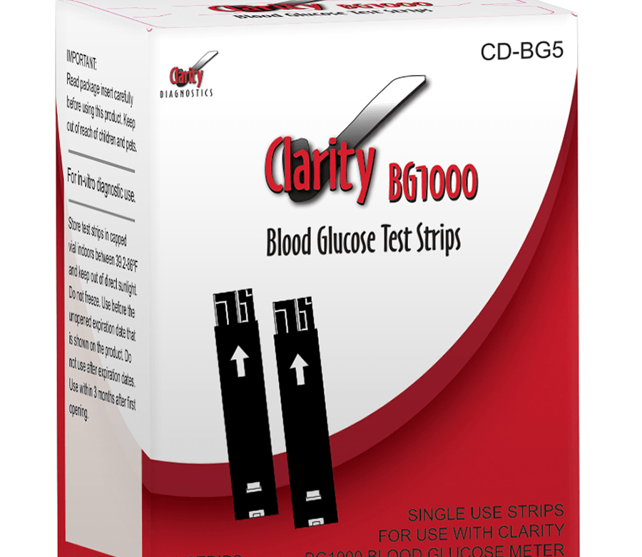 Clarity BG1000 Glucose Strips Testing Cup - 50 Strips/Box