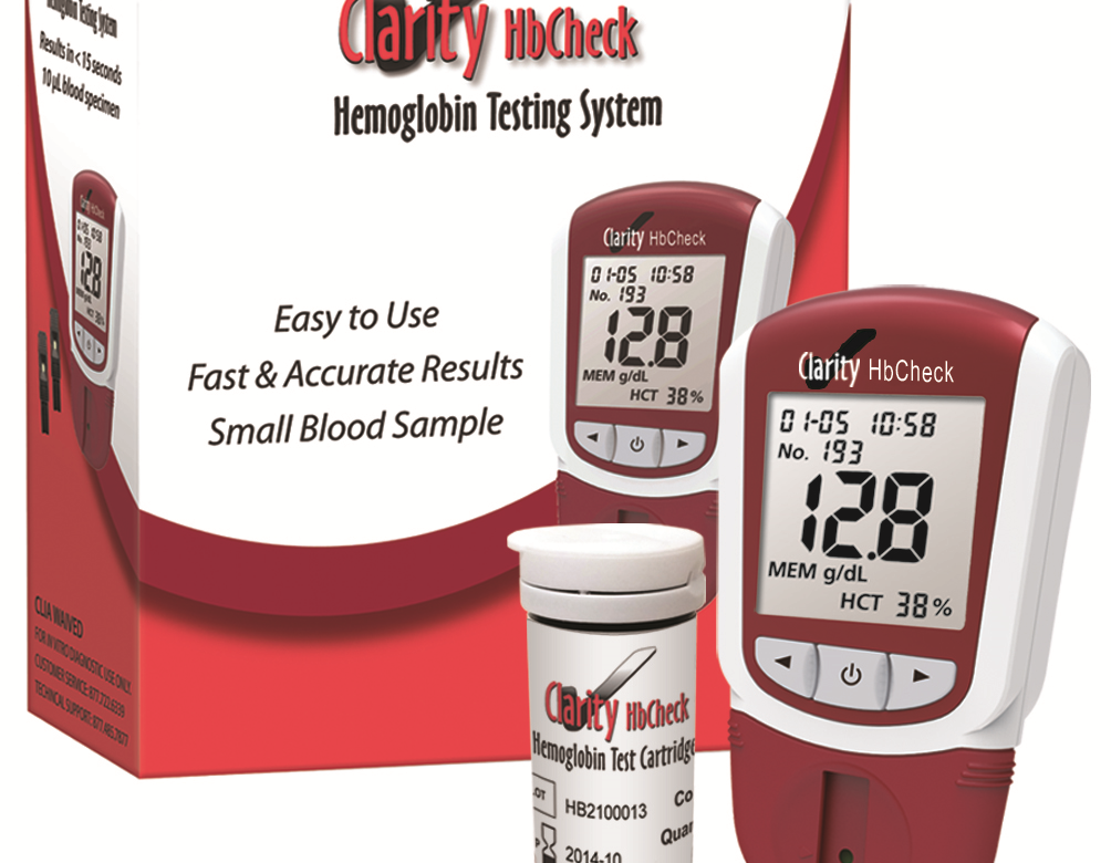 Clarity HbCheck Hemoglobin Meter "CLIA Waived" - Includes one Hemoglobin Meter, Quick Start and Reference Guides, and Manual.