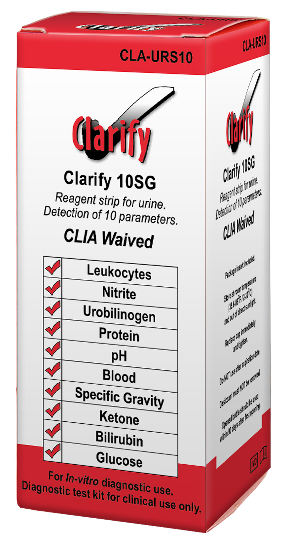 Clarify Urine Reagent Strips 10SG "CLIA Waived"