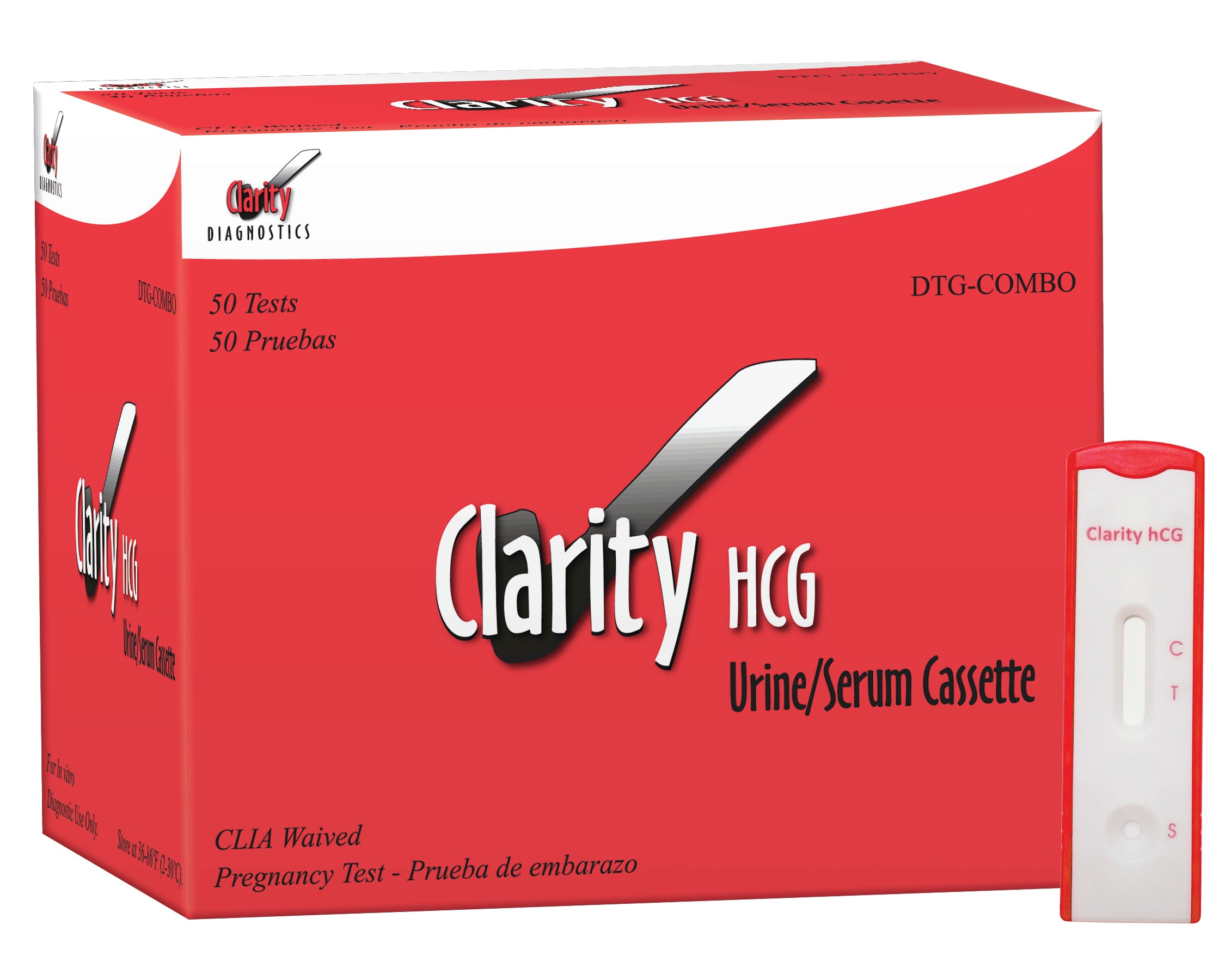 Clarity HCG COMBO CASSETTE* (Box 50) “CLIA Waived”