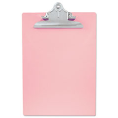 Recycled Plastic Clipboard with Ruler Edge, 1" Clip Capacity, Holds 8.5 x 11 Sheets, Pink