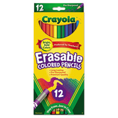 Erasable Color Pencil Set, 3.3 mm, 2B, Assorted Lead and Barrel Colors, Dozen