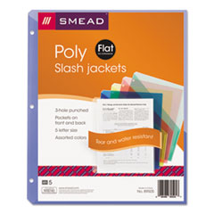 Organized Up Poly Slash Jackets, 2-Sections, Letter Size, Assorted Colors, 5/Pack