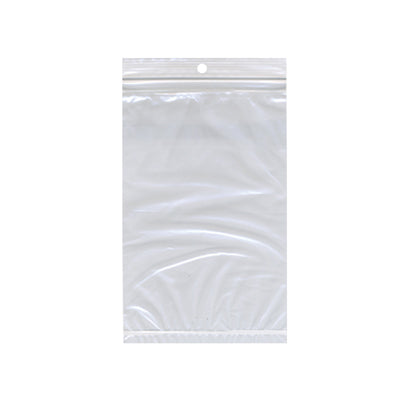 Zip Bag, 7W x 10H, 2 MIL, Clear with Hang Hole