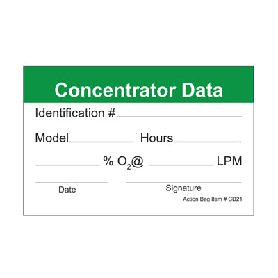 Concentrator Data Label, 2.5W x 1.5H