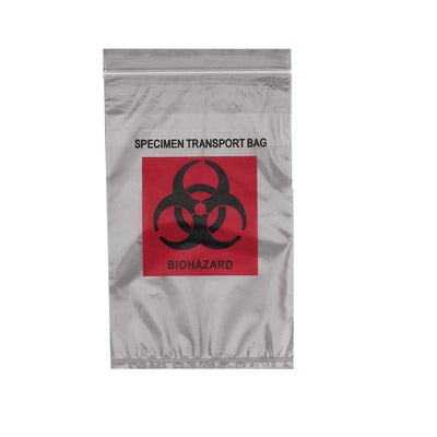 Econo-Zip Specimen Transport Bag, 6W x 9H, 1.7 MIL, 3-wall, Red/Black Biohazard