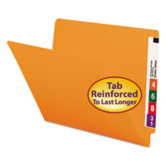 Shelf-Master Reinforced End Tab Colored Folders, Straight Tabs, Letter Size, 0.75" Expansion, Orange, 100/Box