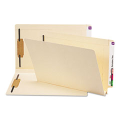 End Tab W-Fold Fastener Folders with Reinforced Tabs, 1.5" Expansion, 2 Fasteners, Legal Size, Manila, 50/Box