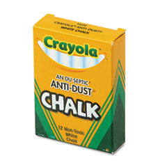 Nontoxic Anti-Dust Chalk, 3" x 0.31" Diameter, White, 12 Sticks/Box