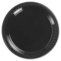 Heavyweight Plastic Plates, 9" dia, Black, 125/Pack, 4 Packs/Carton