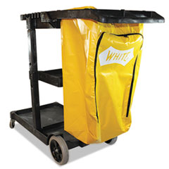 Janitorial Cart, Plastic, 3 Shelves, 1 Bin, 20.5" x 48" x 38", Yellow