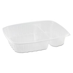 StayLock Clear Hinged Lid Containers, 3-Compartment, 8.6 x 9 x 3, Clear, Plastic, 100/Packs, 2 Packs/Carton