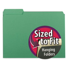 Interior File Folders, 1/3-Cut Tabs: Assorted, Letter Size, 0.75" Expansion, Green, 100/Box