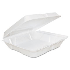 Foam Hinged Lid Containers, 8 x 8 x 2.25, White, 200/Carton