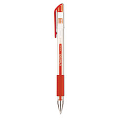 Comfort Grip Gel Pen, Stick, Medium 0.7 mm, Red Ink, Clear/Red Barrel, Dozen