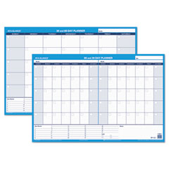 30/60-Day Undated Horizontal Erasable Wall Planner, 36 x 24, White/Blue Sheets, Undated