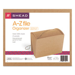 Indexed Expanding Kraft Files, 21 Sections, Elastic Cord Closure, 1/21-Cut Tabs, Letter Size, Kraft