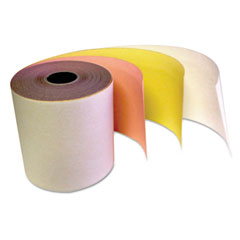 Carbonless Receipt Rolls, 3" x 67 ft, White/Canary/Pink, 5/Pack