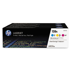 HP 128A, (CF371A-M) 3-Pack Cyan/Magenta/Yellow Original LaserJet Toner Cartridges