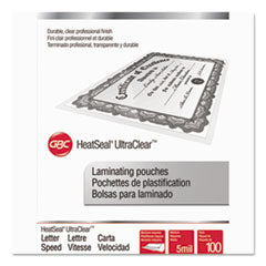 UltraClear Thermal Laminating Pouches, 5 mil, 9" x 11.5", Gloss Clear, 100/Box