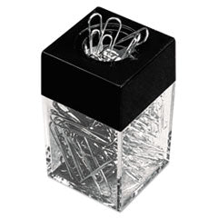 Paper Clips with (1) Magnetic-Top Desktop Dispenser, #1, Smooth, Silver, 100 Clips/Pack, 12 Packs/Box