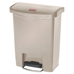 Streamline Resin Step-On Container, Front Step Style, 8 gal, Polyethylene, Beige