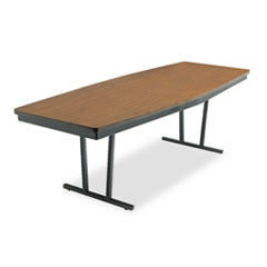 Economy Conference Folding Table, Boat, 96w x 36d x 30h, Walnut/Black