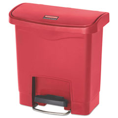 Streamline Resin Step-On Container, Front Step Style, 4 gal, Polyethylene, Red