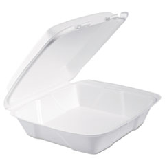 Foam Hinged Lid Containers, 9 x 9 x 3, White, 200/Carton