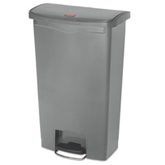 Streamline Resin Step-On Container, Front Step Style, 18 gal, Polyethylene, Gray