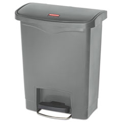 Streamline Resin Step-On Container, Front Step Style, 8 gal, Polyethylene, Gray