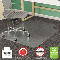 SuperMat Frequent Use Chair Mat, Med Pile Carpet, Flat, 36 x 48, Lipped, Clear