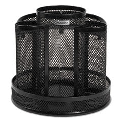 Wire Mesh Spinning Desk Sorter, 8 Compartments, Steel Mesh, 6.5" Diameter x 6.5"h, Black