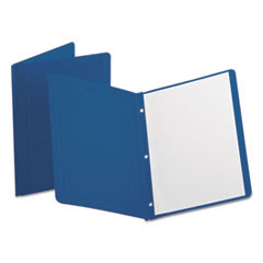 Title Panel and Border Front Report Cover, Three-Prong Fastener, 0.5" Capacity, Dark Blue/Dark Blue, 25/Box